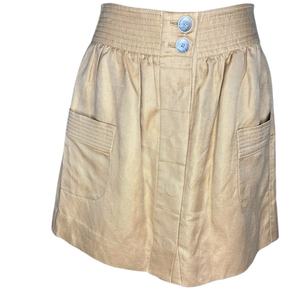 J Crew women’s Dorrie Linen Blend mini Skirt camel color sz 0 preloved - Picture 3 of 10